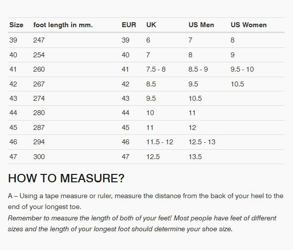 REV'IT! G-Force 2 H2O Size Guide