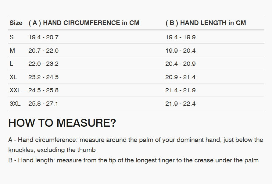 REV'IT! Combustion Gloves Size Guide