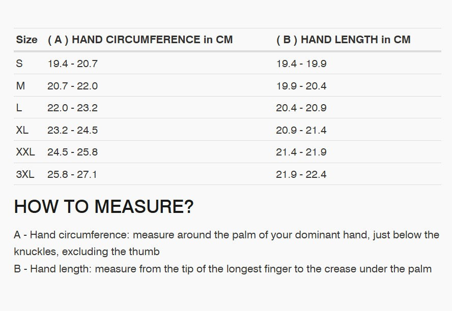 REV'IT! New Heights Gloves Size Guide