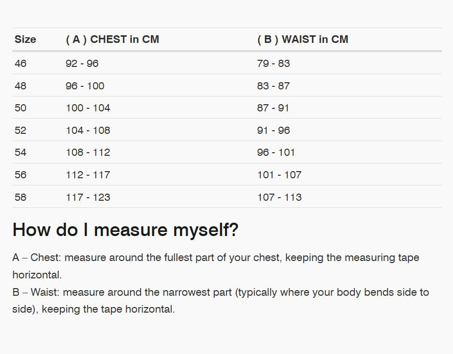 REV'IT! Automate Jacket Size Guide